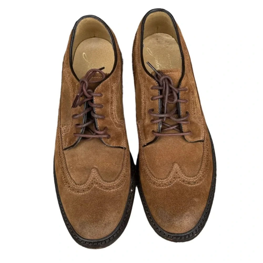 The Frye Company John A Frye Wingtip Suede Blucher Brown Oxford Dress Shoes 9D